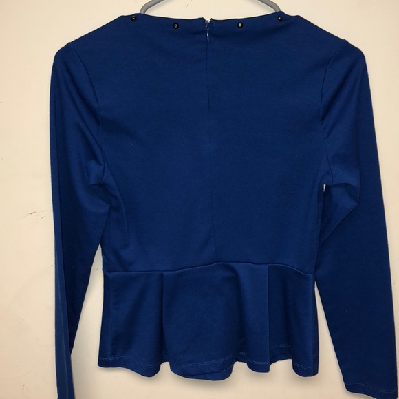 Blue Studded Forever 21 Peplum Top Small - Picture 6 of 8
